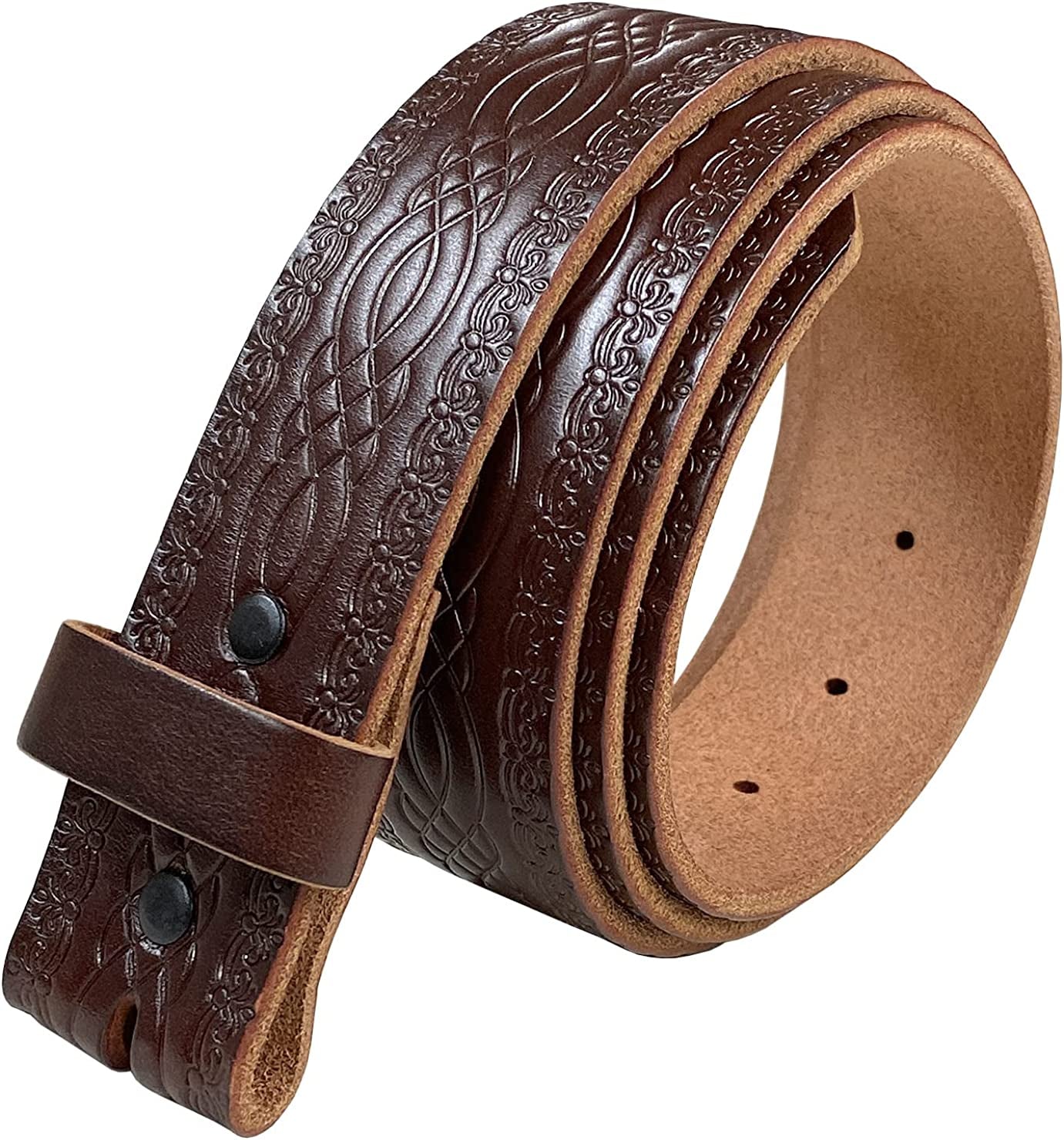 Western Floral Engraved Embossed Tooled Genuine Leather Belt Strap or Belt 1-1/2"(38Mm) Wide, Multi-Style Options Apparel & Accessories > Clothing Accessories > Belts Belts.com Type T85-03 Brown 38