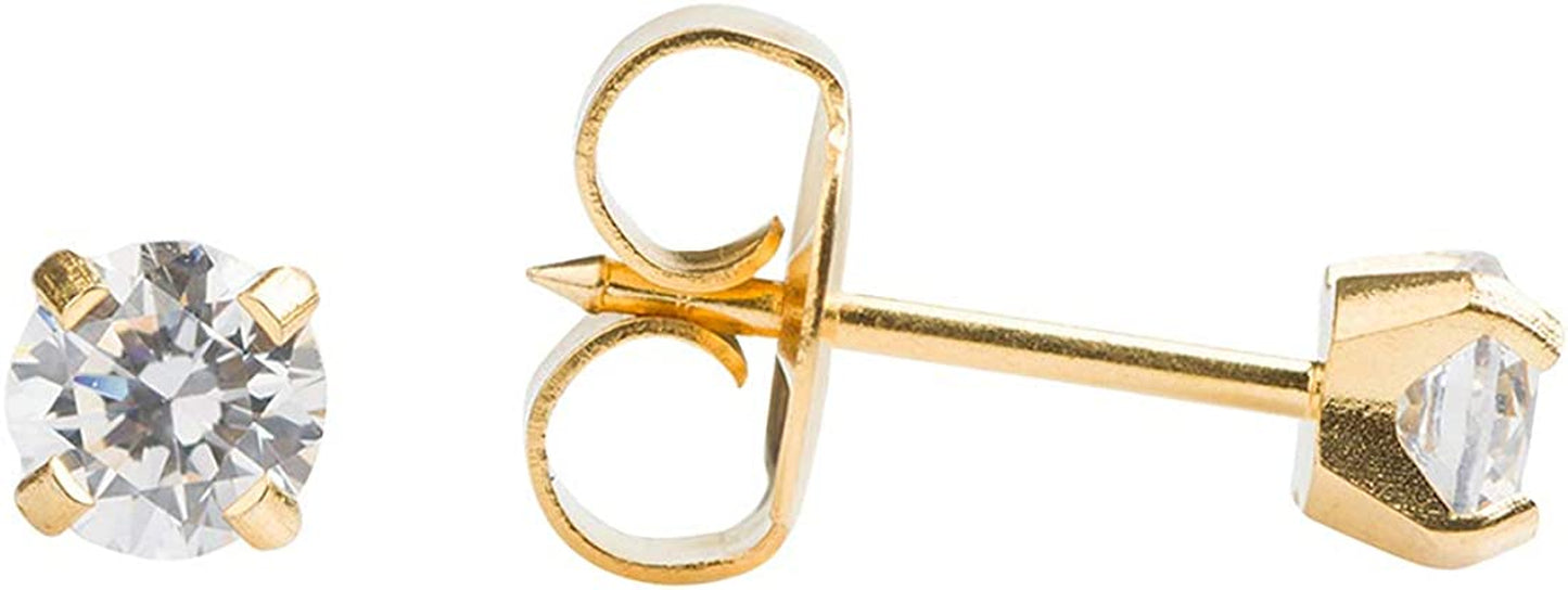 Ear Piercing Earrings Gold 4Mm Clear CZ Studs"Studex System 75" Apparel & Accessories > Jewelry > Earrings Studex