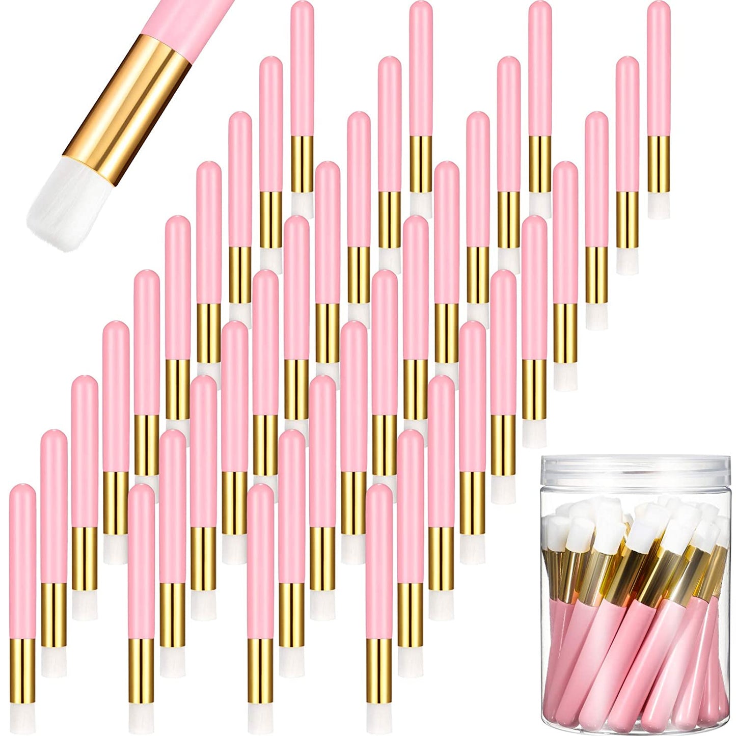 Lauwell 40 Pieces Lash Shampoo Brushes Nose Pore Deep Cleaning Brush Peel off Blackhead Removing Brush Tool Cosmetic Lash Cleanser Brush Facial Cleansing Brushes with Storage Box(Pink) Health & Beauty > Personal Care > Cosmetics > Cosmetic Tools > Makeup Tools Lauwell Pink