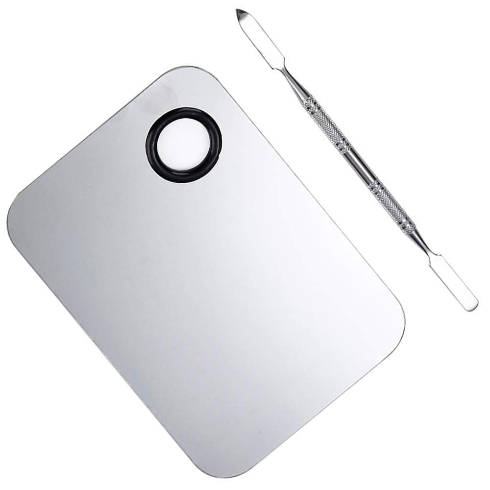 Stainless Steel Cosmetic Makeup Palette, Professional Cosmetic Mixing Makeup Palette Spatula Makeup Artist Tool, Beauty Salon Color Cream Mixing Palette with a Spatula Makeup Nail Art Palette Health & Beauty > Personal Care > Cosmetics > Cosmetic Tools > Makeup Tools AKIRO
