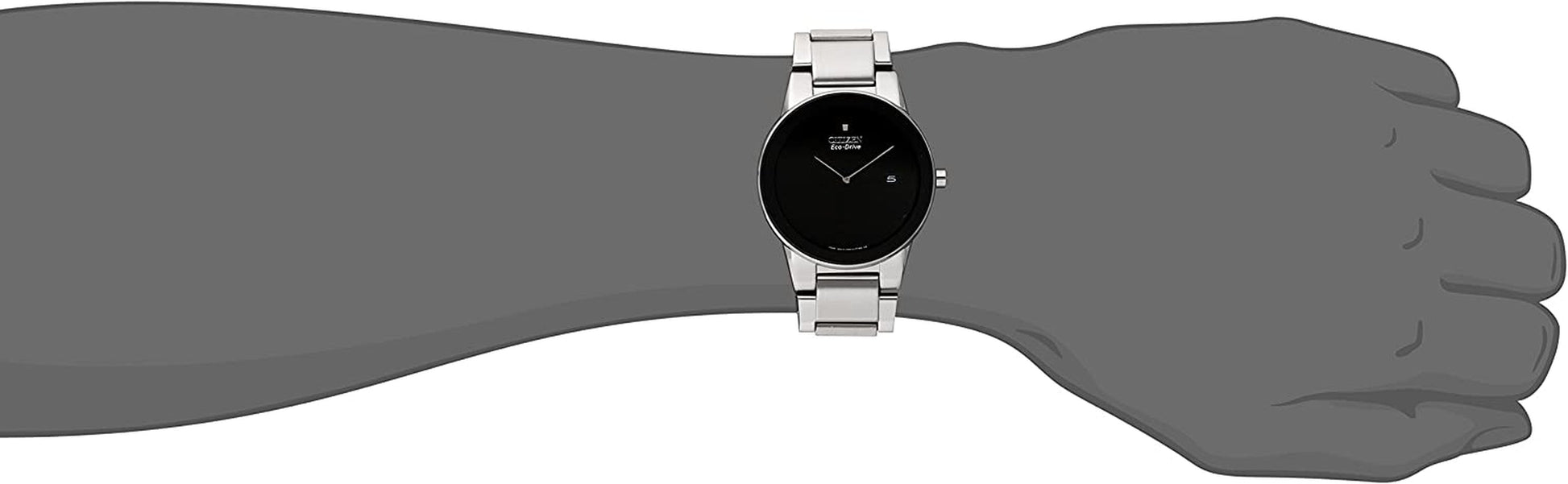 Eco-Drive Axiom Quartz Mens Watch, Stainless Steel, Silver-Tone (Model: AU1060-51E)