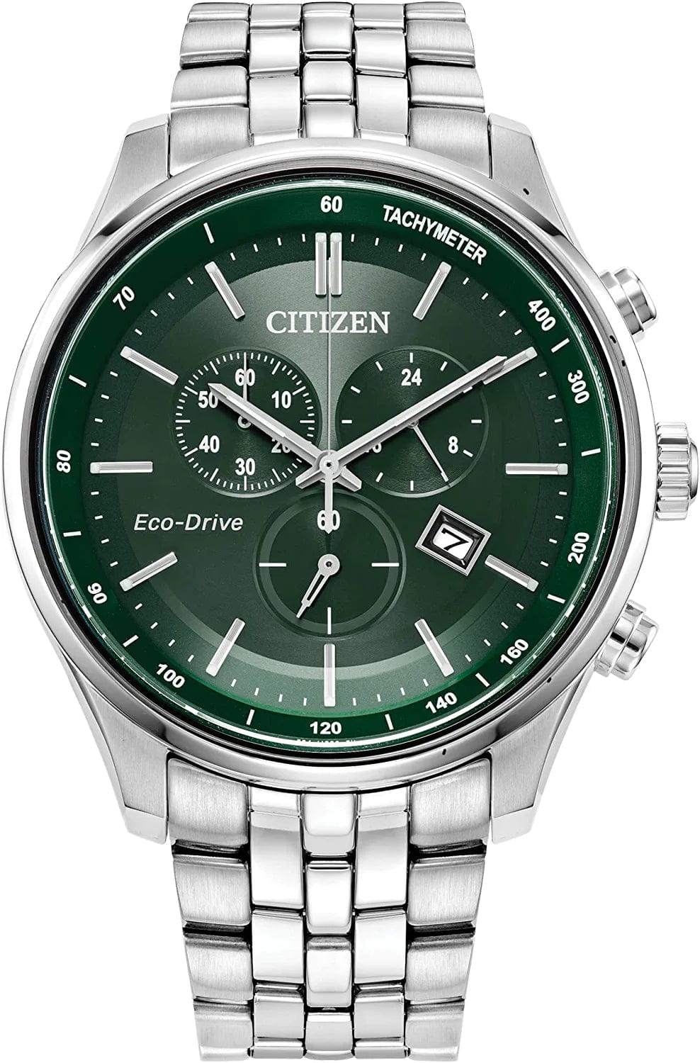 Eco-Drive Corso Men'S Watch, Stainless Steel, Classic Silver-Tone Bracelet, Green Dial