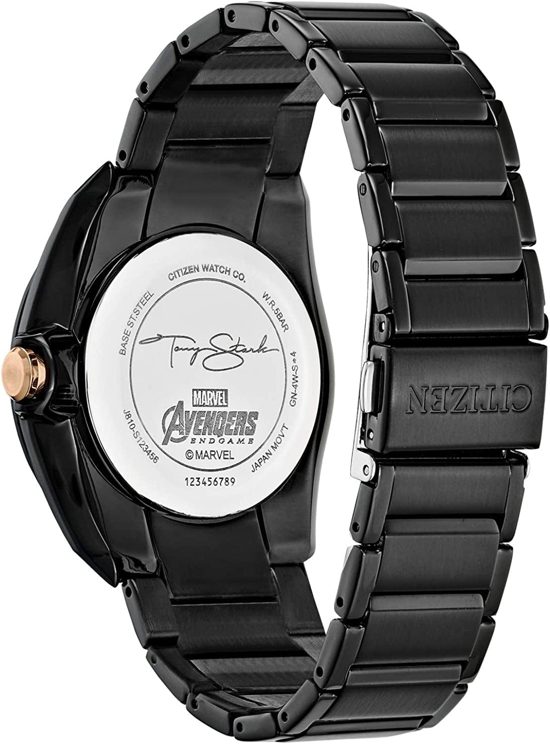 Eco-Drive Marvel Quartz Men'S Watch, Stainless Steel, Tony Stark, Black (Model: AW1017-58W)