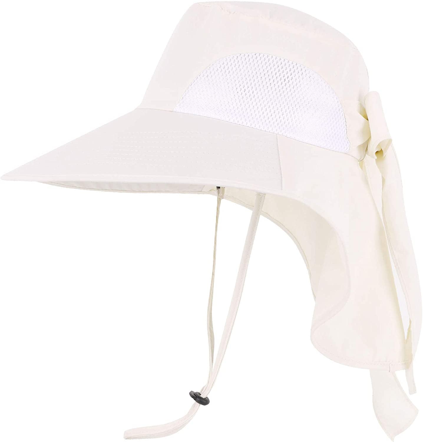 Toppers Womens Mens Sun Hat Rollable UPF 50+ Wide Brim Gardening Hat with Neck Flap Apparel & Accessories > Clothing Accessories > Hats Toppers Ponytail Bow_cream
