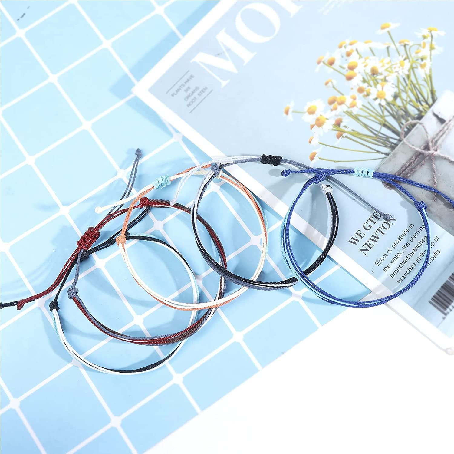 Choistily String Bracelets for Teen Girls Waterproof Boho Surfer Bracelets Summer Beach Rope Bracelets for Women Ocean Wave Anklet Bracelet Handmade Friendship Bracelet Apparel & Accessories > Jewelry > Bracelets Choistily