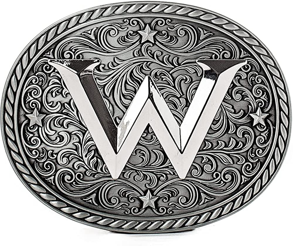 Western Cowboy/Cowgirl Initial Belt Buckle - Large, Letter Buckles for Men and Women Apparel & Accessories > Clothing Accessories > Belt Buckles Itera W
