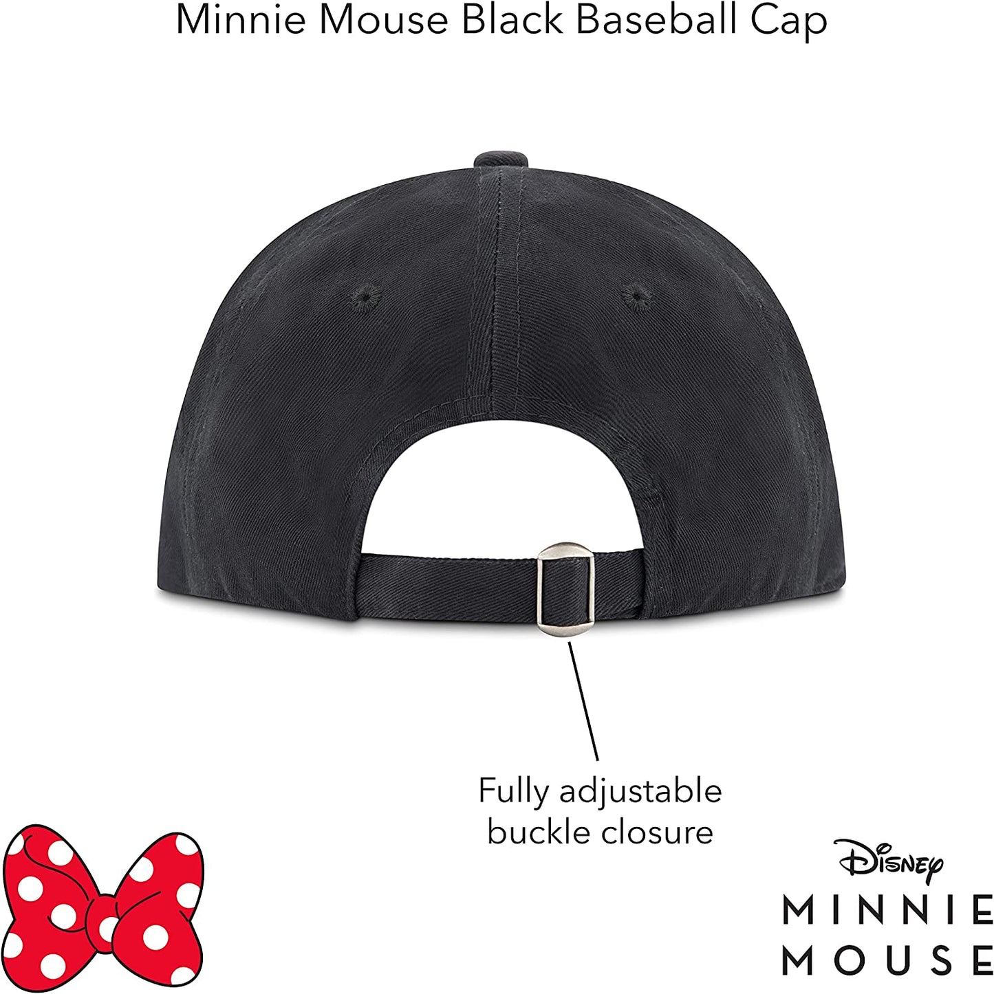 Concept One Women'S Disney'S Minnie Mouse Bows Embroidered Cotton Adjustable Dad Hat with Curved Brim Apparel & Accessories > Clothing Accessories > Hats Concept One