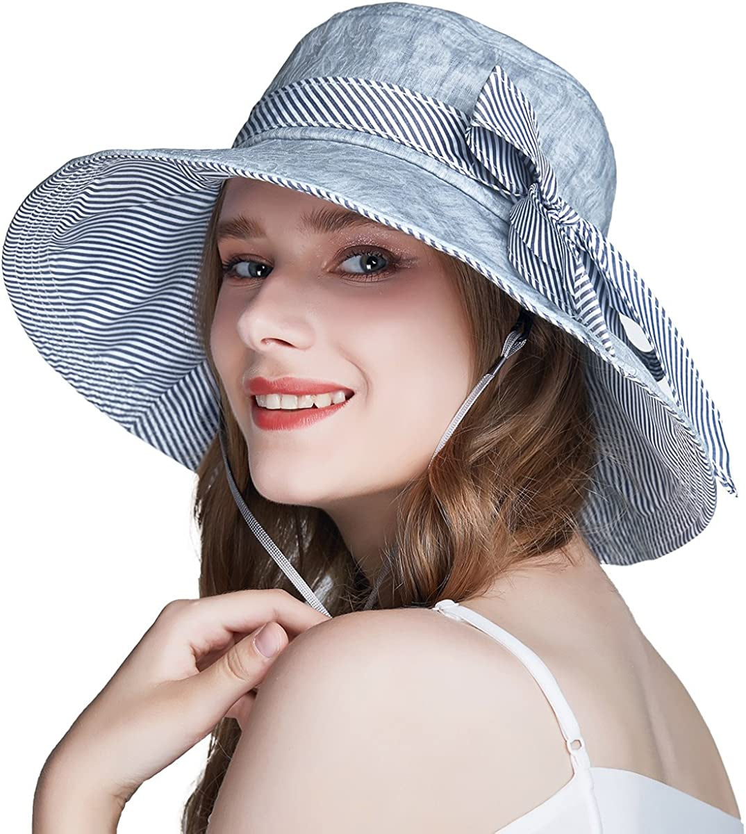 Somaler Sun Hats for Women Roll-Up Wide Brim Summer Beach Hat Foldable Floppy Cotton Hat Apparel & Accessories > Clothing Accessories > Hats Somaler