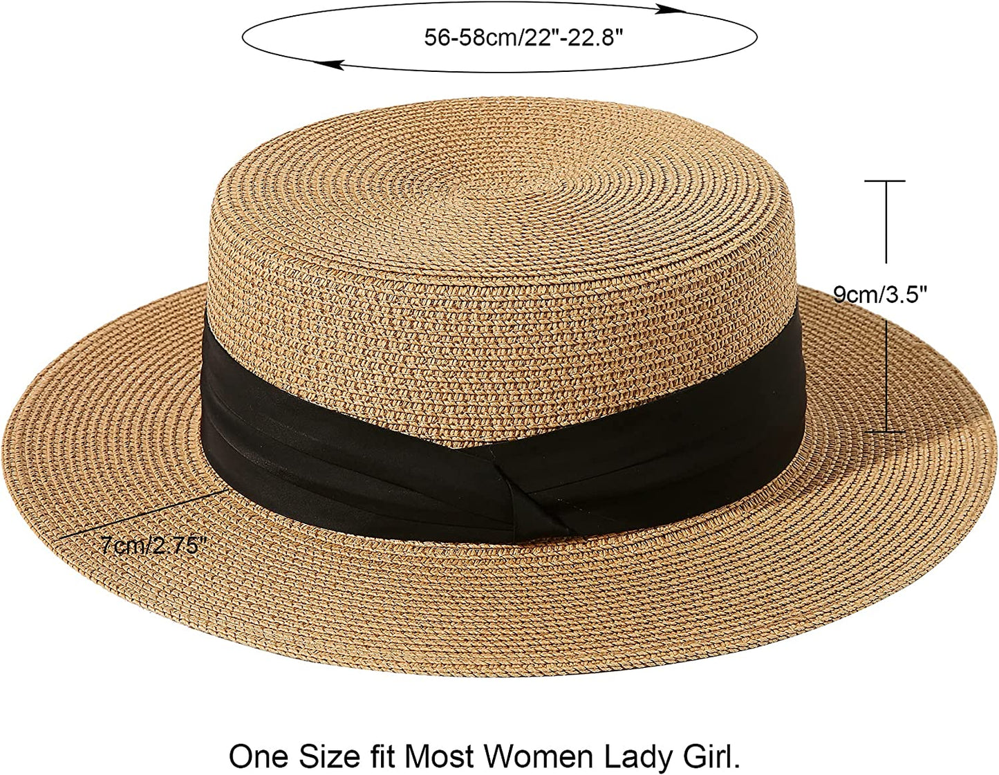 Lanzom Sun Hats for Women Wide Brim Straw Boater Hat Foldable Packable Beach Hat for Summer Apparel & Accessories > Clothing Accessories > Hats Lanzom