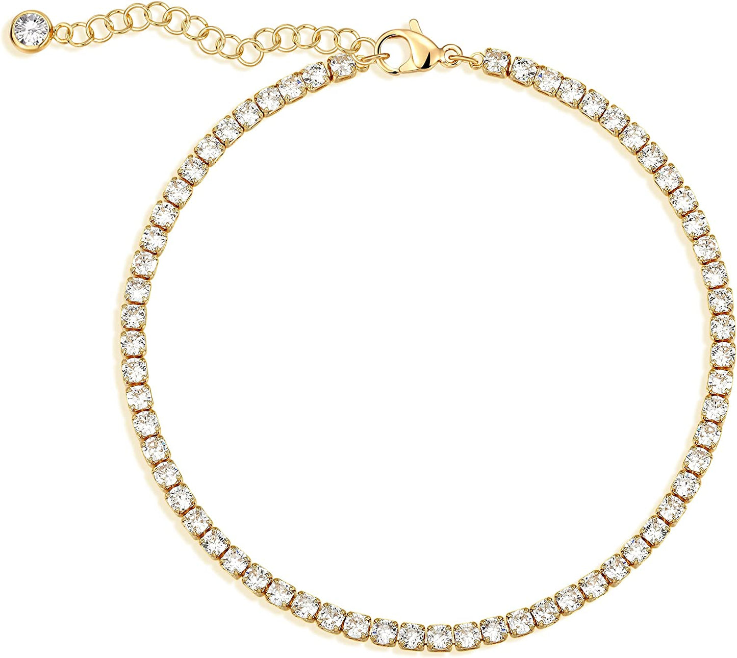 LOYATA Dainty Ankle Bracelet,14K Gold Plated Tiny Bead Anklet Dainty White Cubic Zirconia Cross Tassel Foot Chain Cute Lucky Moon Evil Eye Foot Jewelry Boho Anklets for Women Apparel & Accessories > Jewelry > Anklets LOYATA Tennis