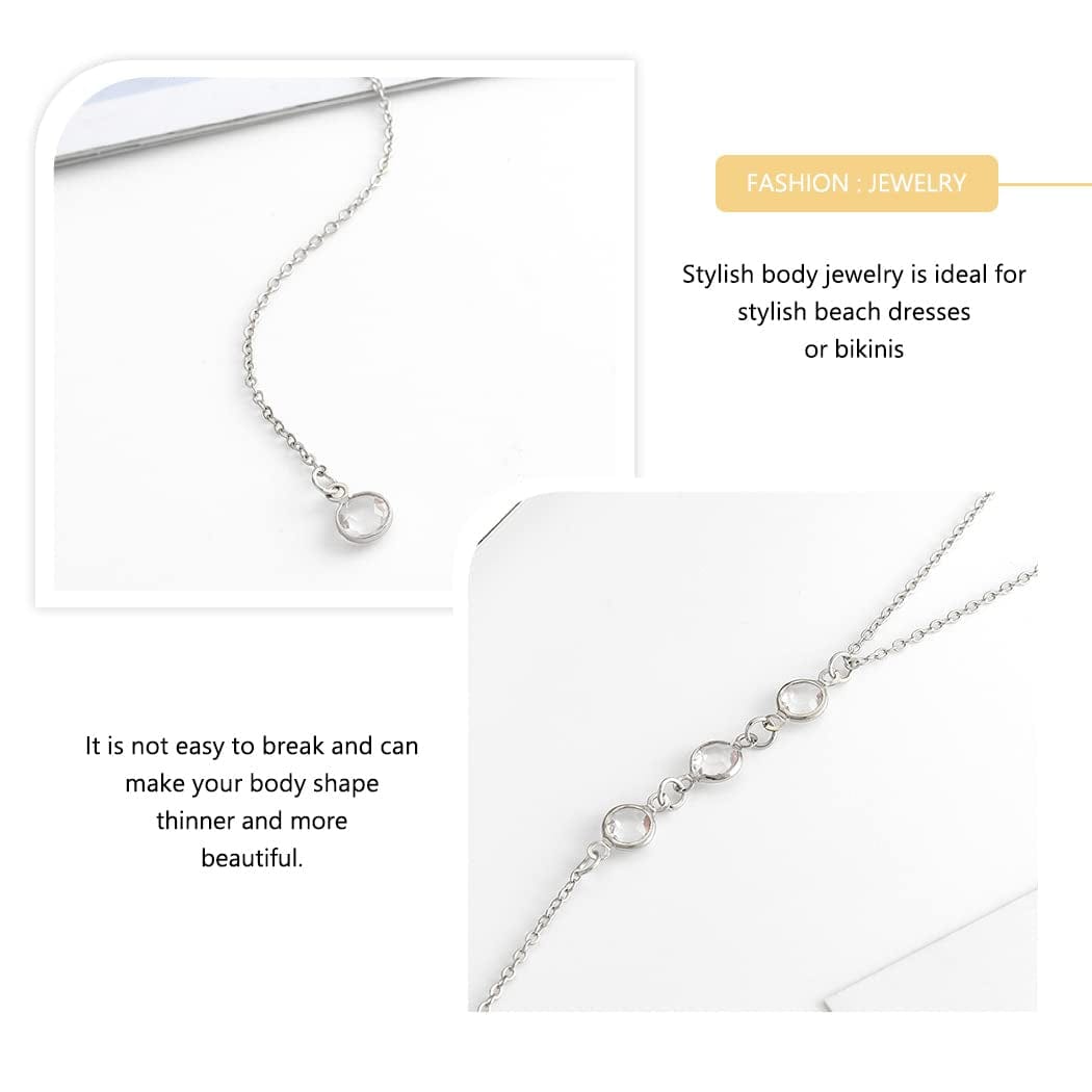 Edary Crystal Back Chain Sexy Beach Body Chain Harness Bikini Chain Fashion Body Jewelry Accessories for Women and Girls (Silver) Apparel & Accessories > Jewelry > Body Jewelry Edary