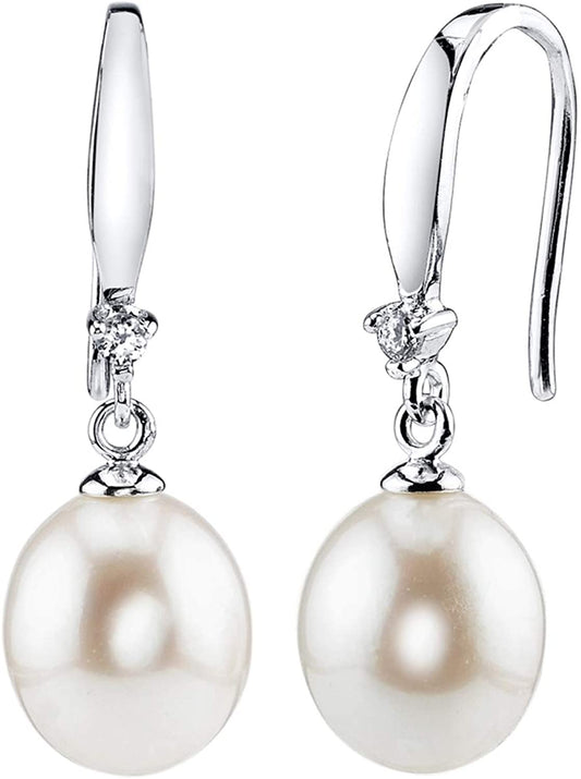 Real Pearl Dangle Earrings for Women with Genuine AAA Quality White Freshwater Cultured Pearls | 14K Gold Plated 925 Sterling Silver Earrings for Women - the PEARL SOURCE Apparel & Accessories > Jewelry > Earrings The Pearl Source