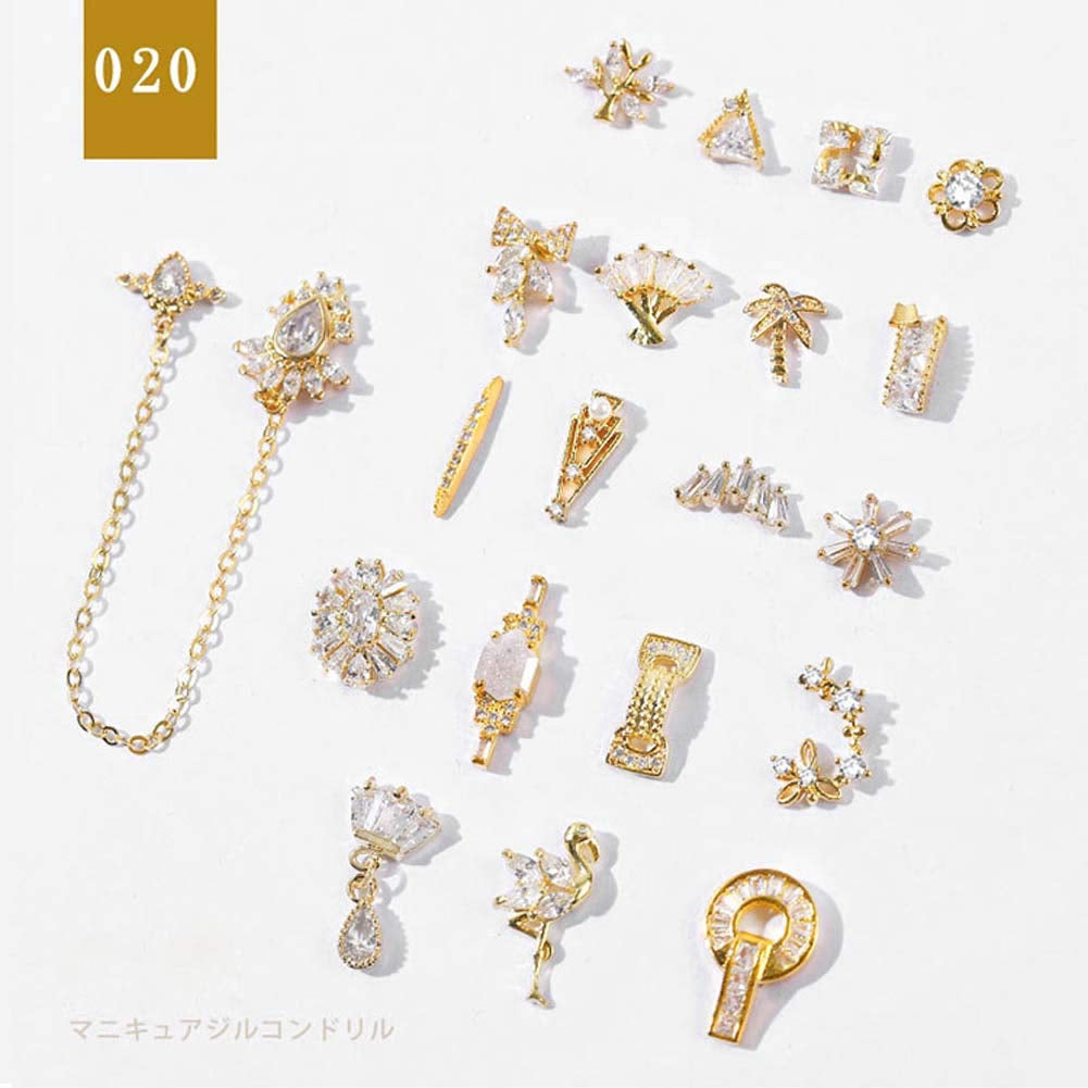Lookathot 20Pcs/Set 3D Nail Art Decals Mixed Design Flamingo Meteorite Do Not Fade Metallic Studs Rhinestones Alloy Chain Manicure DIY Decoration Tools Health & Beauty > Personal Care > Cosmetics > Cosmetic Tools > Nail Tools Lookathot