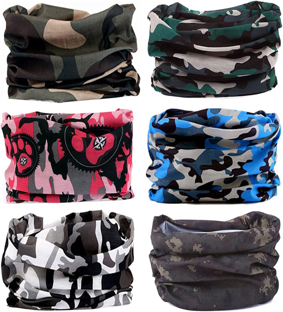 Kingree 6PCS Outdoor Magic Scarf, Elastic Headbands, Headscarves, Headwear, Mask Apparel & Accessories > Clothing Accessories > Bandanas & Headties KINGREE Camo&army 2