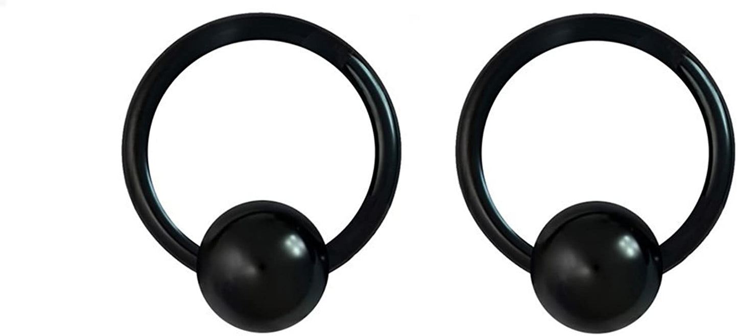 Forbidden Body Jewelry 316L Surgical Steel Captive Bead Piercing Hoop (Pair) 10G 12G 14G 16G 18G 20G, Diameter 6 to 12Mm Black and Rainbow Apparel & Accessories > Jewelry > Rings Forbidden Body Jewelry Black: 16g, 6mm