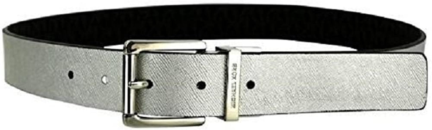 Michael Kors Women'S Silver Tone Buckle Wide Reversible Belt Black Silver M Apparel & Accessories > Clothing Accessories > Belts Michael Kors