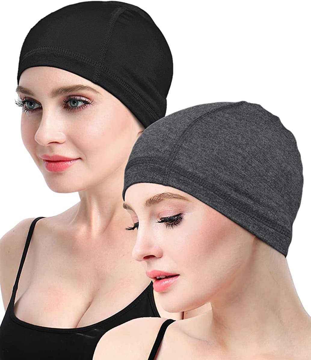 Wig Cap-100% Mulberry Silk Breathable Soft for Bald Head Available All the Year Apparel & Accessories > Clothing Accessories > Headwear FocusCare Black Grey Rayon