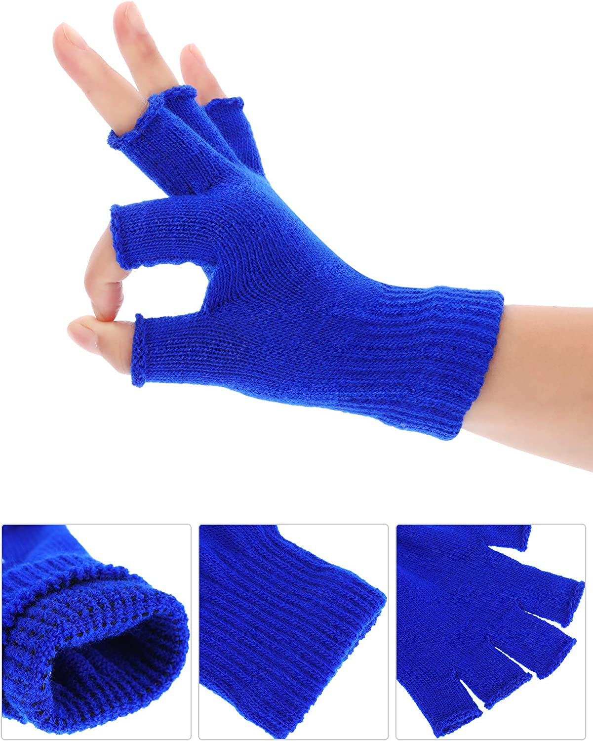 Satinior 2 Pair Unisex Half Finger Gloves Winter Stretchy Knit Fingerless Gloves in Common Size Apparel & Accessories > Clothing Accessories > Gloves & Mittens SATINIOR