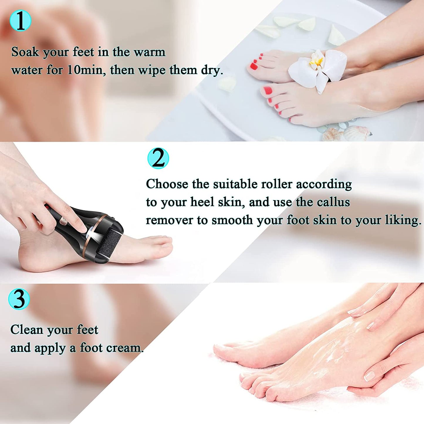 Callus Remover for Feet Rechargeable, 13-In-1 Professional Pedicure Tools Foot Care Kit, Foot Scrubber Electric Feet File Pedi for Hard Cracked Dry Dead Skin, 3 Rollers, 2 Speed, Battery Display, Gift Health & Beauty > Personal Care > Foot Care Nice-live