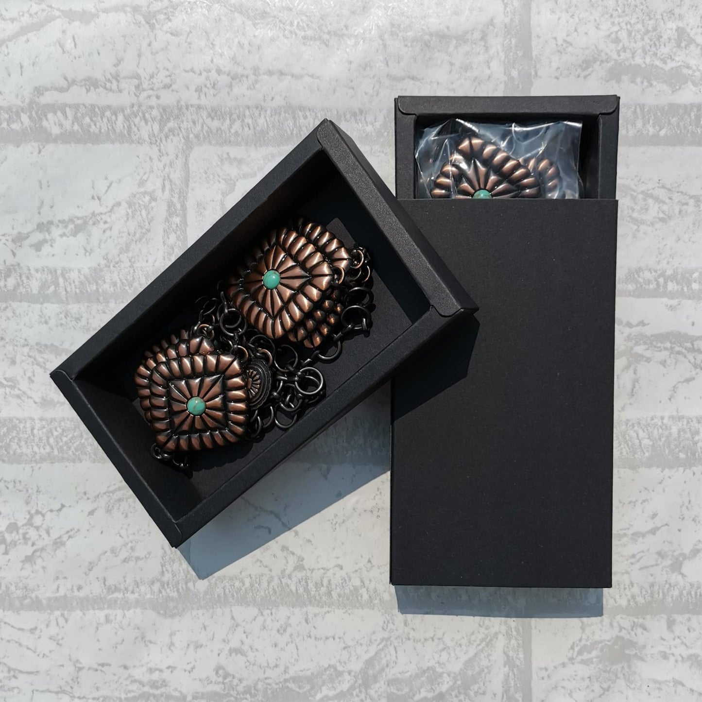 Turquoise Concho Chain Belt for Women, Western Metal Waist Chain for Ladies with Antique Copper Plating (Green Turquoise), 43.5 Inch Long Apparel & Accessories > Clothing Accessories > Belts Generic