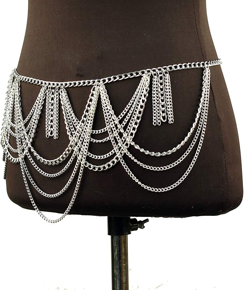 CHRAN Tassels Belly Body Chain Silver Waist Chain Body Jewelry Apparel & Accessories > Jewelry > Body Jewelry CHRAN