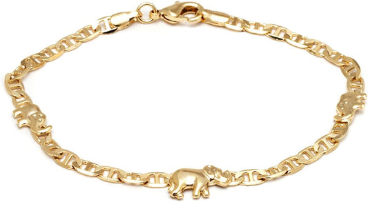 Barzel 18K Gold Plated Flat Marina Elephant Anklet for Women- Made in Brazil Apparel & Accessories > Jewelry > Anklets Barzel