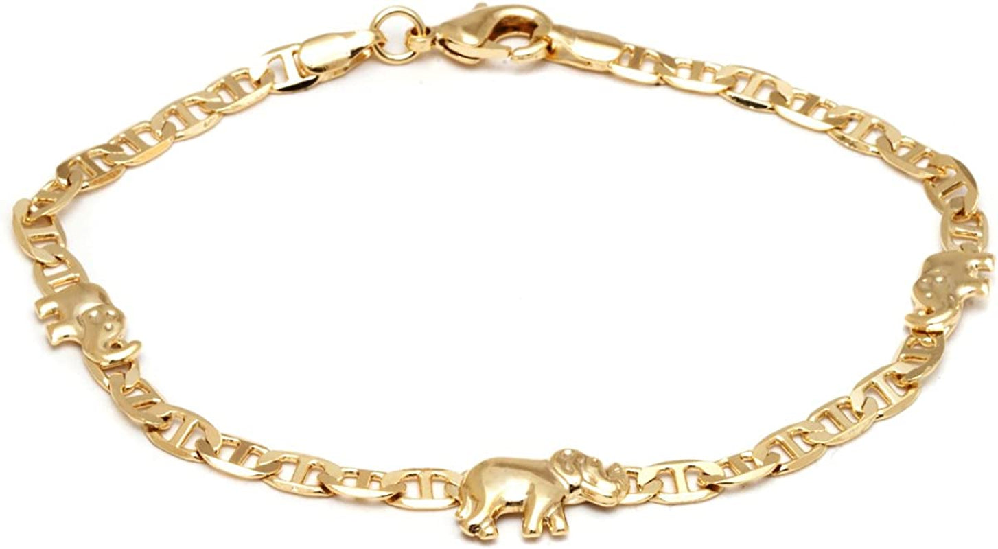 Barzel 18K Gold Plated Flat Marina Elephant Anklet for Women- Made in Brazil Apparel & Accessories > Jewelry > Anklets Barzel