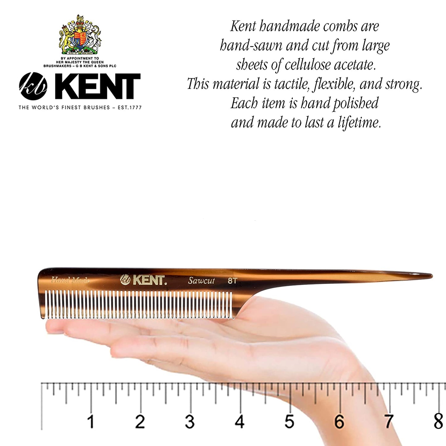 Kent 8T Rattail Combs for Hair Care and Style for Sectioning and Pick Care Kit Styling for Men and Women Parting Comb Rat Tail Comb/Kent Hair Comb Fine Tooth Health & Beauty > Personal Care > Hair Care KENT