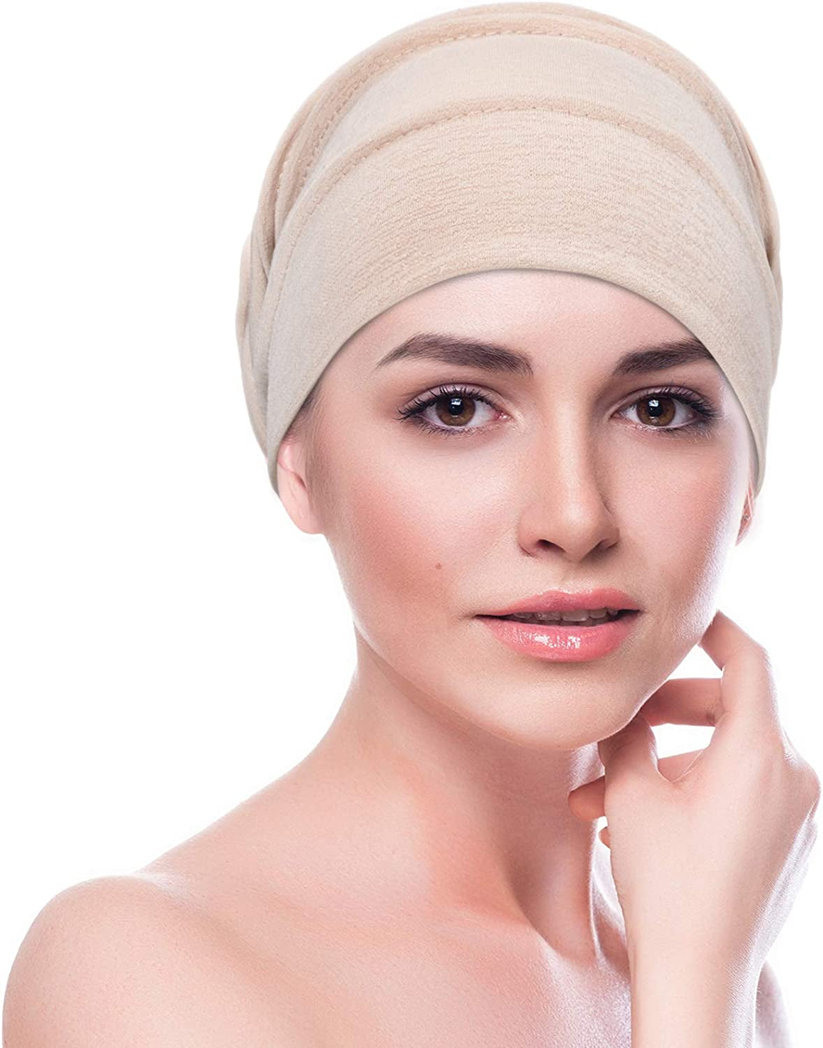 Syhood 4 Pieces Slouchy Beanies Hats Soft Cotton Sleep Cap Stretchy Sleeping Cap Headwear for Women Apparel & Accessories > Clothing Accessories > Headwear Syhood