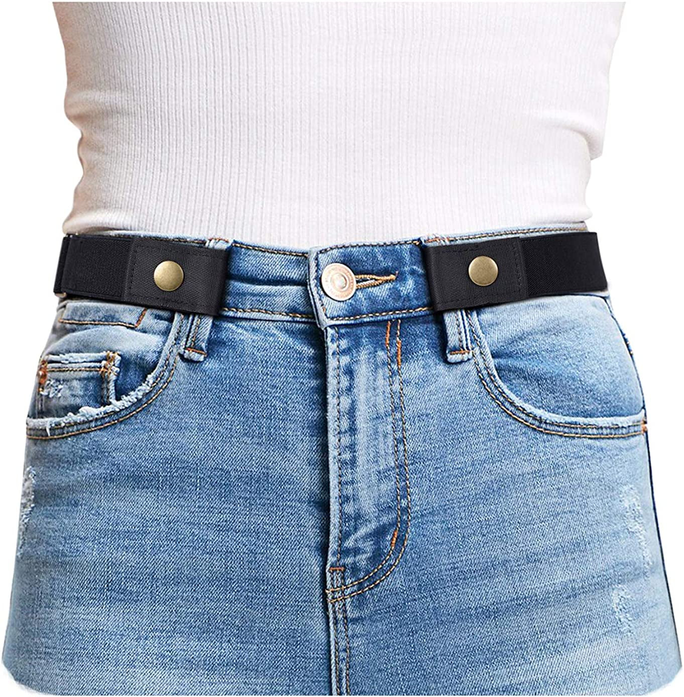 Buckle Free Comfortable Elastic Belt for Women or Men, Buckle-Less No Bulge No Hassle Invisible Belts by WHIPPY Apparel & Accessories > Clothing Accessories > Belts WHIPPY 2-black Large Size: 32"-48"