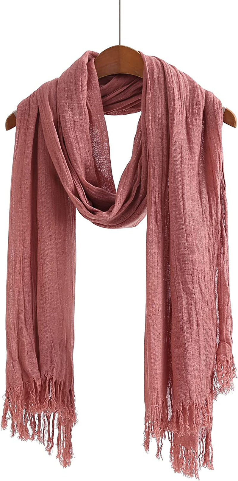 Jeelow Lightweight Summer Scarf Light Shawl Wrap Linen Feel Scarves for Men and Women Apparel & Accessories > Clothing Accessories > Scarves & Shawls Jeelow Coral Crinkled