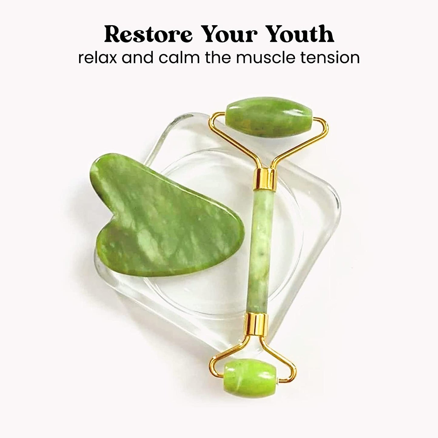 Jade Roller & Gua Sha Facial Skin Care Tools - Self Care Gifts for Women Beauty Face Roller Massager Skincare Guasha Health & Beauty > Personal Care > Cosmetics > Cosmetic Tools > Skin Care Tools ROSELYNBOUTIQUE