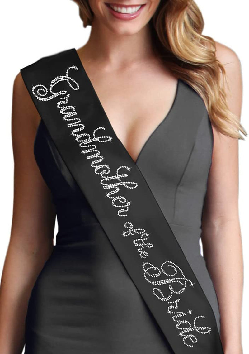 Blue Flirty Bride to Be Sash - Premium BRIDAL GRADE SATIN & Real CRYSTAL Rhinestone Bride to Be Satin Sash - Bachelorette Accessory Bride Gift - Classic Royal Blue Sash(Flrty B2B) Apparel & Accessories > Clothing Accessories > Sashes RhinestoneSash Black - Grandmother of the Bride One Size Fits Most