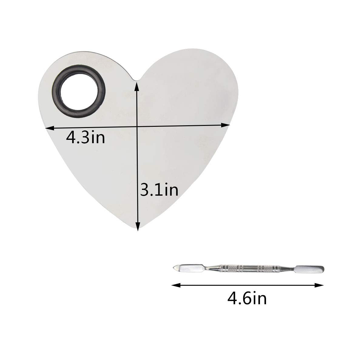 Obmwang Stainless Steel Heart Shaped Makeup Palette Spatula - Makeup Artist Makeup Enthusiast Tools for Blending Cosmetic Foundation Shades Health & Beauty > Personal Care > Cosmetics > Cosmetic Tools > Makeup Tools obmwang