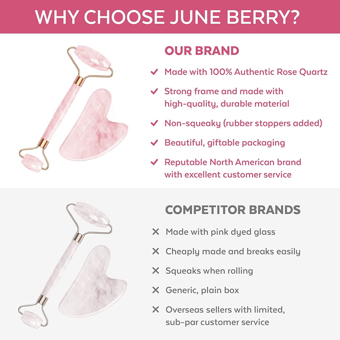 Face Roller Skin Care - Jade Roller Gua Sha Set, Rose Quartz Face Roller | Ultimate Facial Skin Care Products & Beauty Products Tools | Jade Facial Roller for Face and Eye Massager Health & Beauty > Personal Care > Cosmetics > Cosmetic Tools > Skin Care Tools June Berry