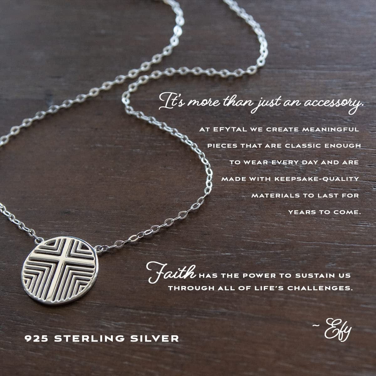 EFYTAL Confirmation Gifts for Teenage Girl, 925 Sterling Silver Faith Necklace, First Communion Gifts for Girls, Religious Gifts for Women, Christian Jewelry for Women