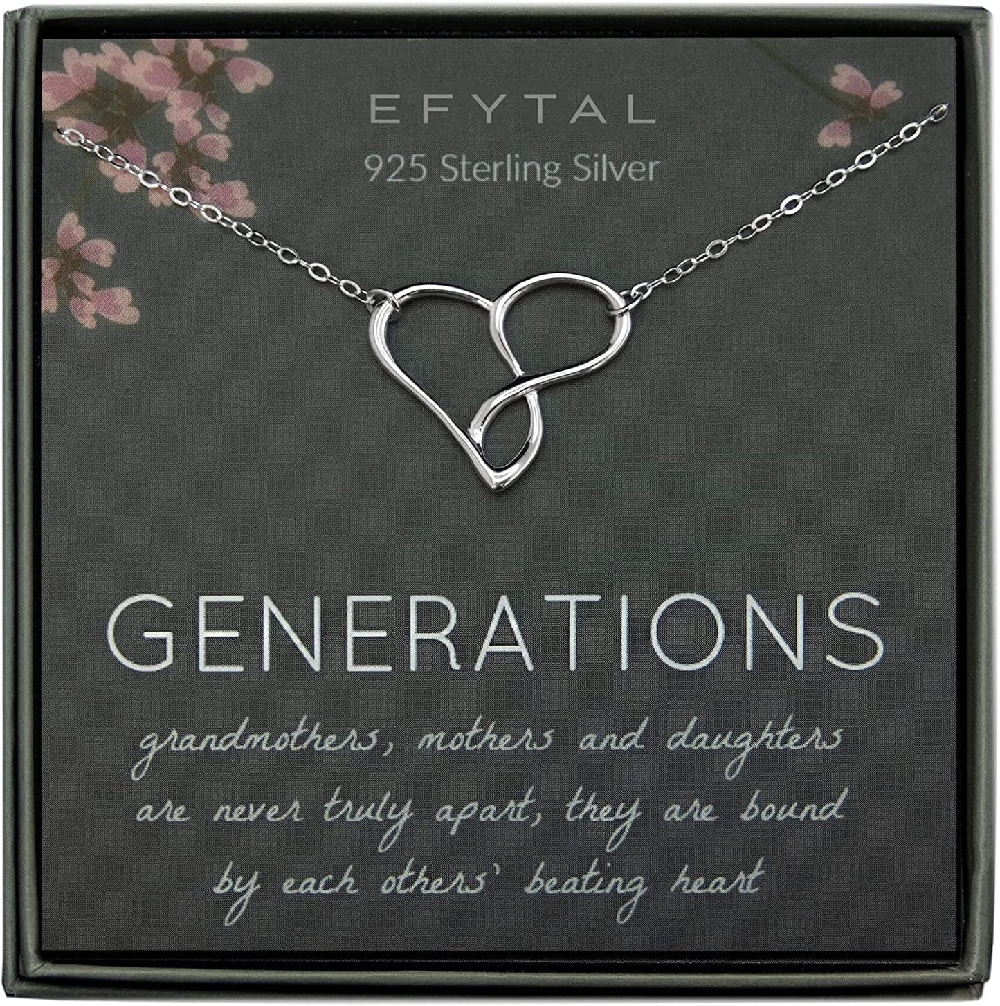 EFYTAL Grandma Gifts, 925 Sterling Silver Infinity Heart Necklace for Grandmother / Mother / Daughter / Granddaughter, Mom Necklaces for Women, Birthday Gift, Mother'S Day Jewelry, Mothers Day
