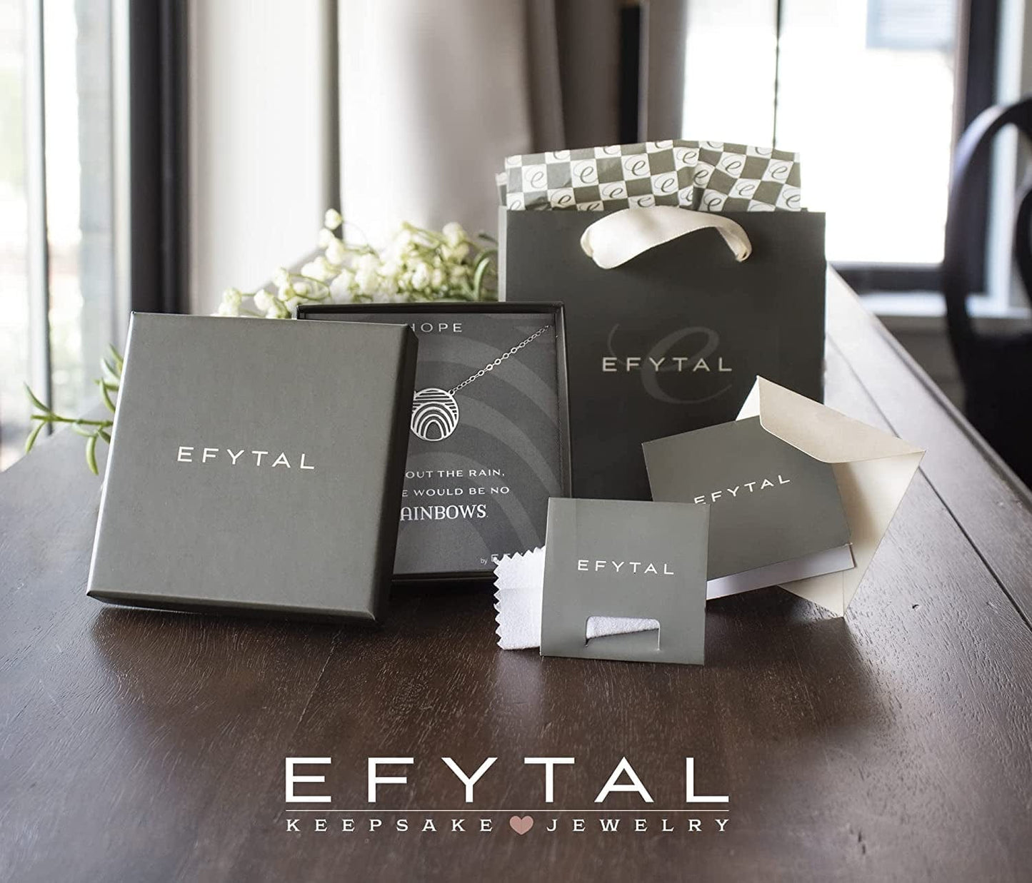 EFYTAL Inspirational Gifts, 925 Sterling Silver Hope Linear Necklace, Geometric Pendant Jewelry for Women, Motivational Gifts for Her, Encouragement