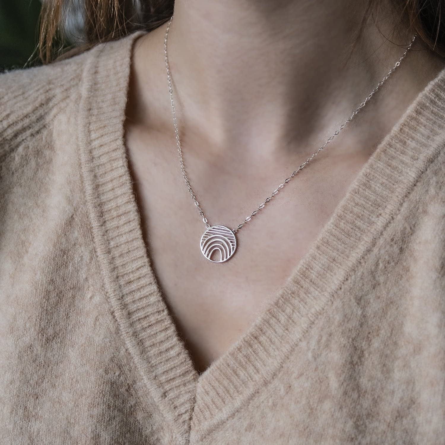 EFYTAL Inspirational Gifts, 925 Sterling Silver Hope Linear Necklace, Geometric Pendant Jewelry for Women, Motivational Gifts for Her, Encouragement