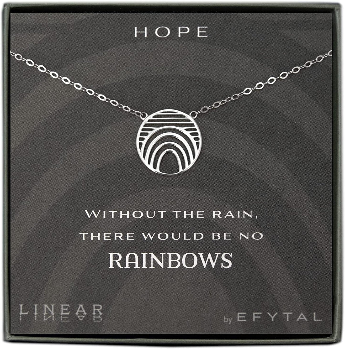 EFYTAL Inspirational Gifts, 925 Sterling Silver Hope Linear Necklace, Geometric Pendant Jewelry for Women, Motivational Gifts for Her, Encouragement