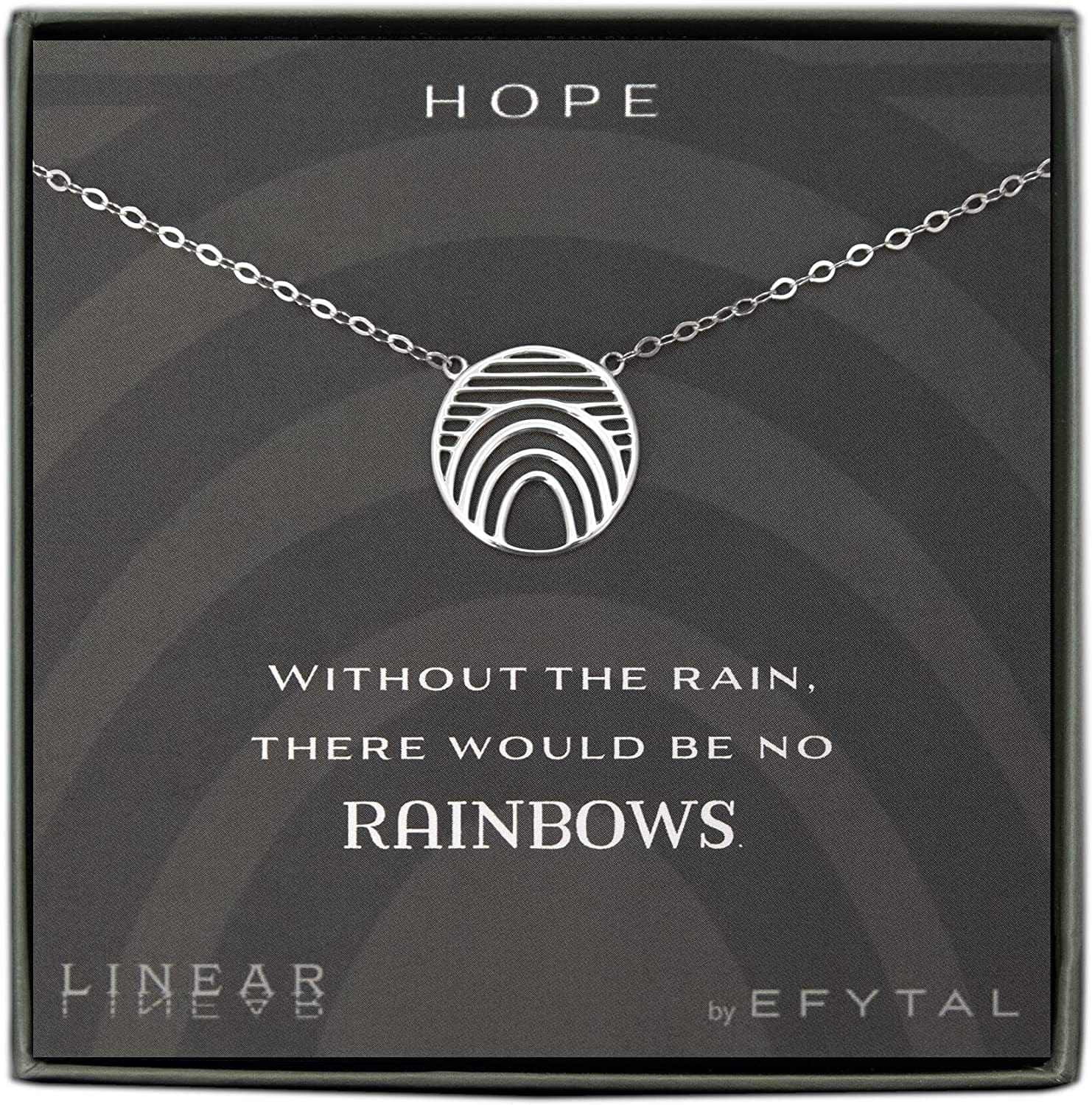 EFYTAL Inspirational Gifts, 925 Sterling Silver Hope Linear Necklace, Geometric Pendant Jewelry for Women, Motivational Gifts for Her, Encouragement
