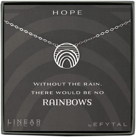 EFYTAL Inspirational Gifts, 925 Sterling Silver Hope Linear Necklace, Geometric Pendant Jewelry for Women, Motivational Gifts for Her, Encouragement