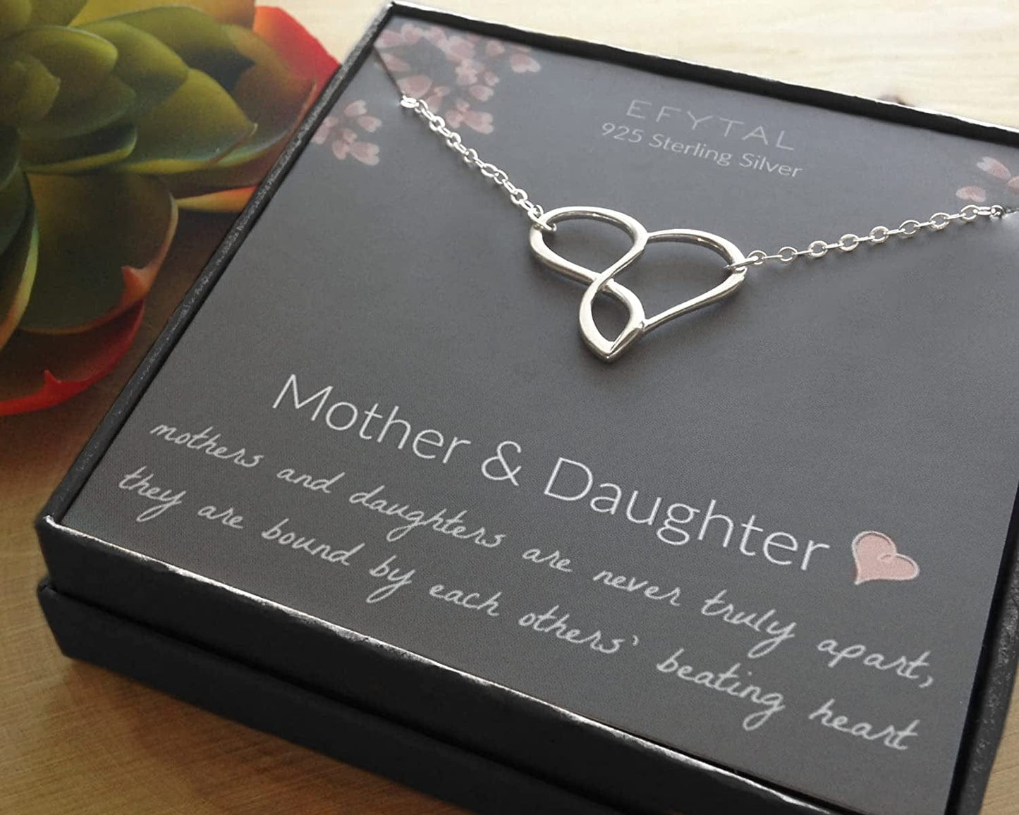 EFYTAL Mom Gifts, 925 Sterling Silver Infinity Heart Necklace for Mother & Daughter, Mom Necklaces for Women, Best Birthday Gift Ideas, Pendant Mother'S Day Jewelry for Her, Mothers Day