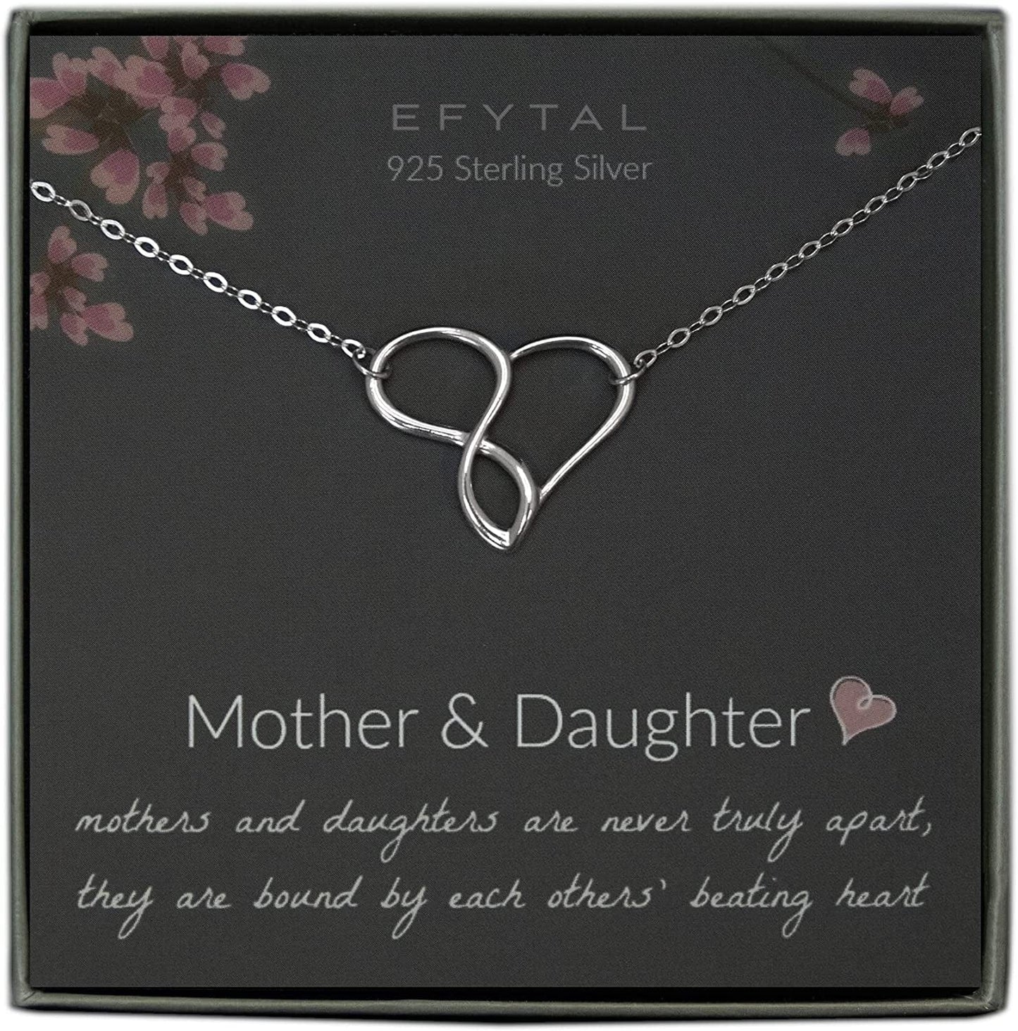 EFYTAL Mom Gifts, 925 Sterling Silver Infinity Heart Necklace for Mother & Daughter, Mom Necklaces for Women, Best Birthday Gift Ideas, Pendant Mother'S Day Jewelry for Her, Mothers Day