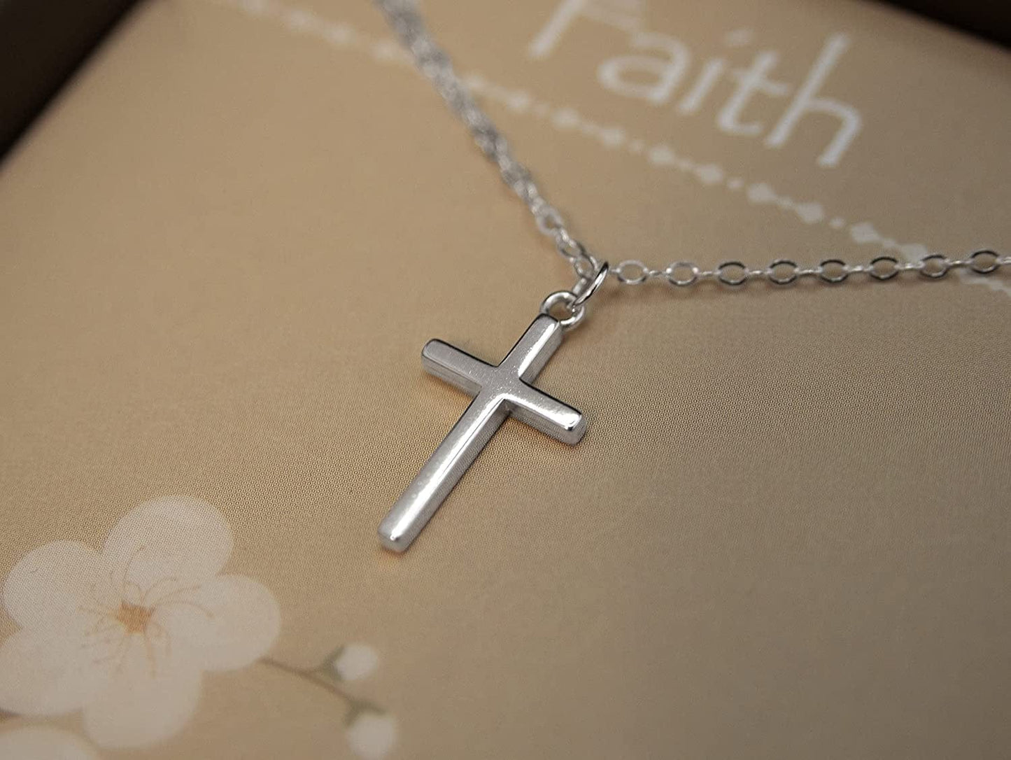 EFYTAL Small Cross Necklace for Women and Girls, Christian Gifts for Easter, First Communion, Confirmation, Baptism, Sterling Silver Dainty, Tiny Pendant Jewelry, Religious Gift for Catholic Birthday
