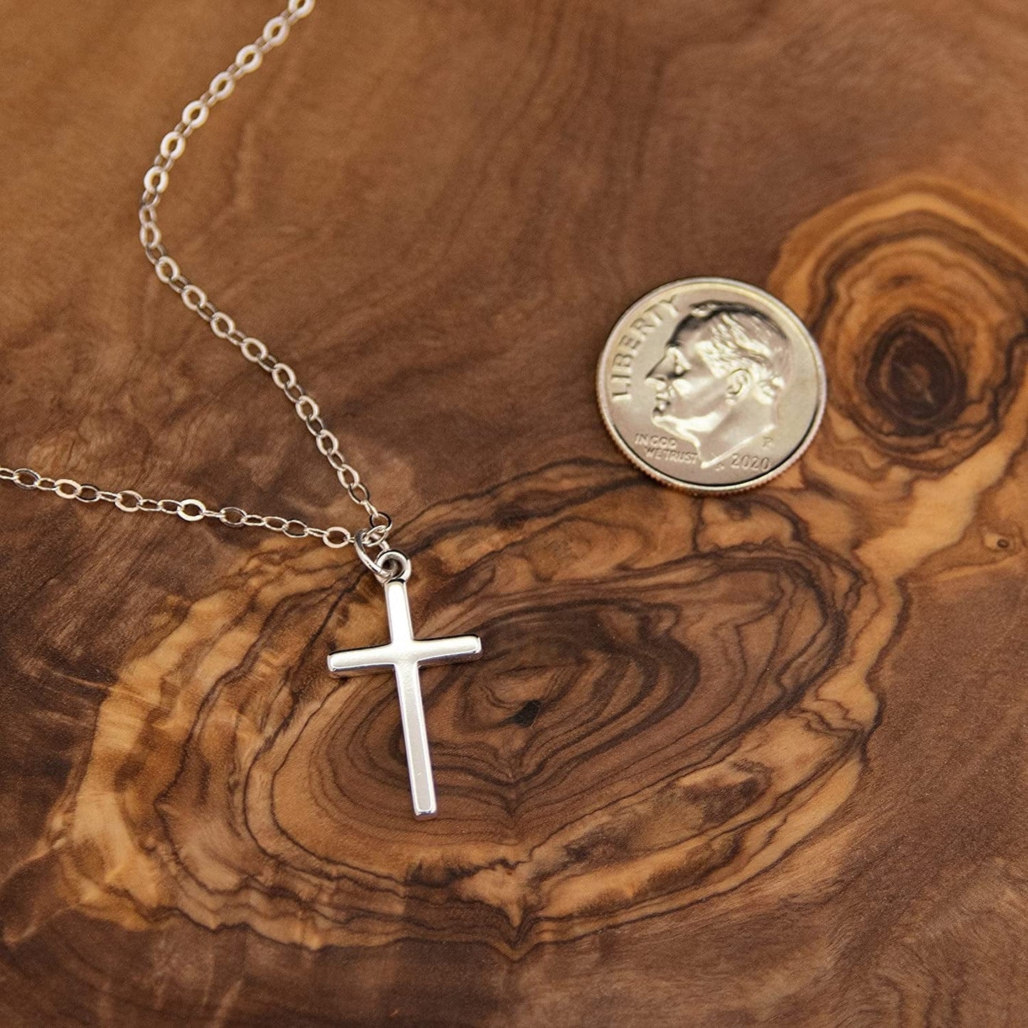EFYTAL Small Cross Necklace for Women and Girls, Christian Gifts for Easter, First Communion, Confirmation, Baptism, Sterling Silver Dainty, Tiny Pendant Jewelry, Religious Gift for Catholic Birthday