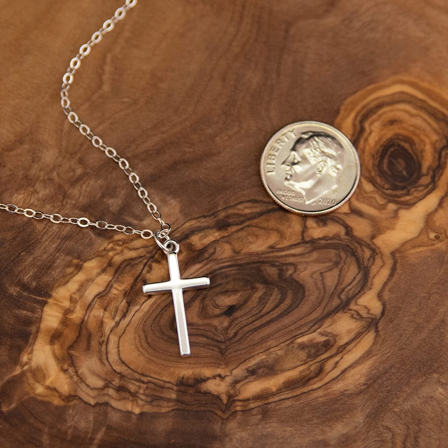 EFYTAL Small Cross Necklace for Women and Girls, Christian Gifts for Easter, First Communion, Confirmation, Baptism, Sterling Silver Dainty, Tiny Pendant Jewelry, Religious Gift for Catholic Birthday