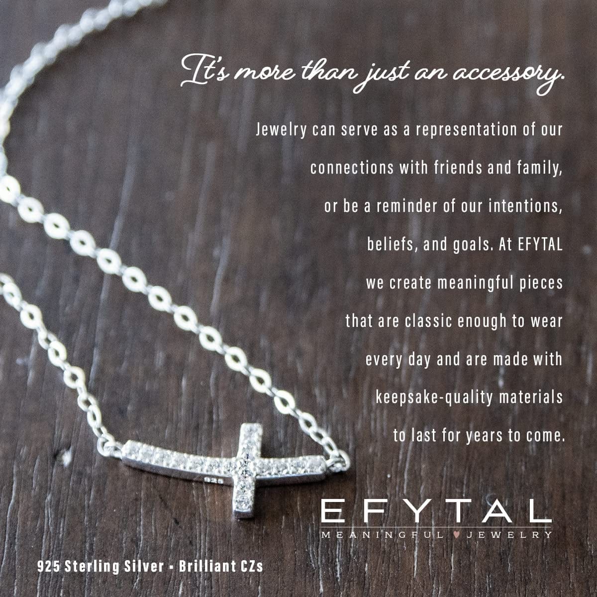 EFYTAL Small Cross Necklace for Women and Girls, Christian Gifts for Easter, First Communion, Confirmation, Baptism, Sterling Silver Sideways CZ, Tiny Pendant Jewelry, Religious Gift for Catholic Birthday