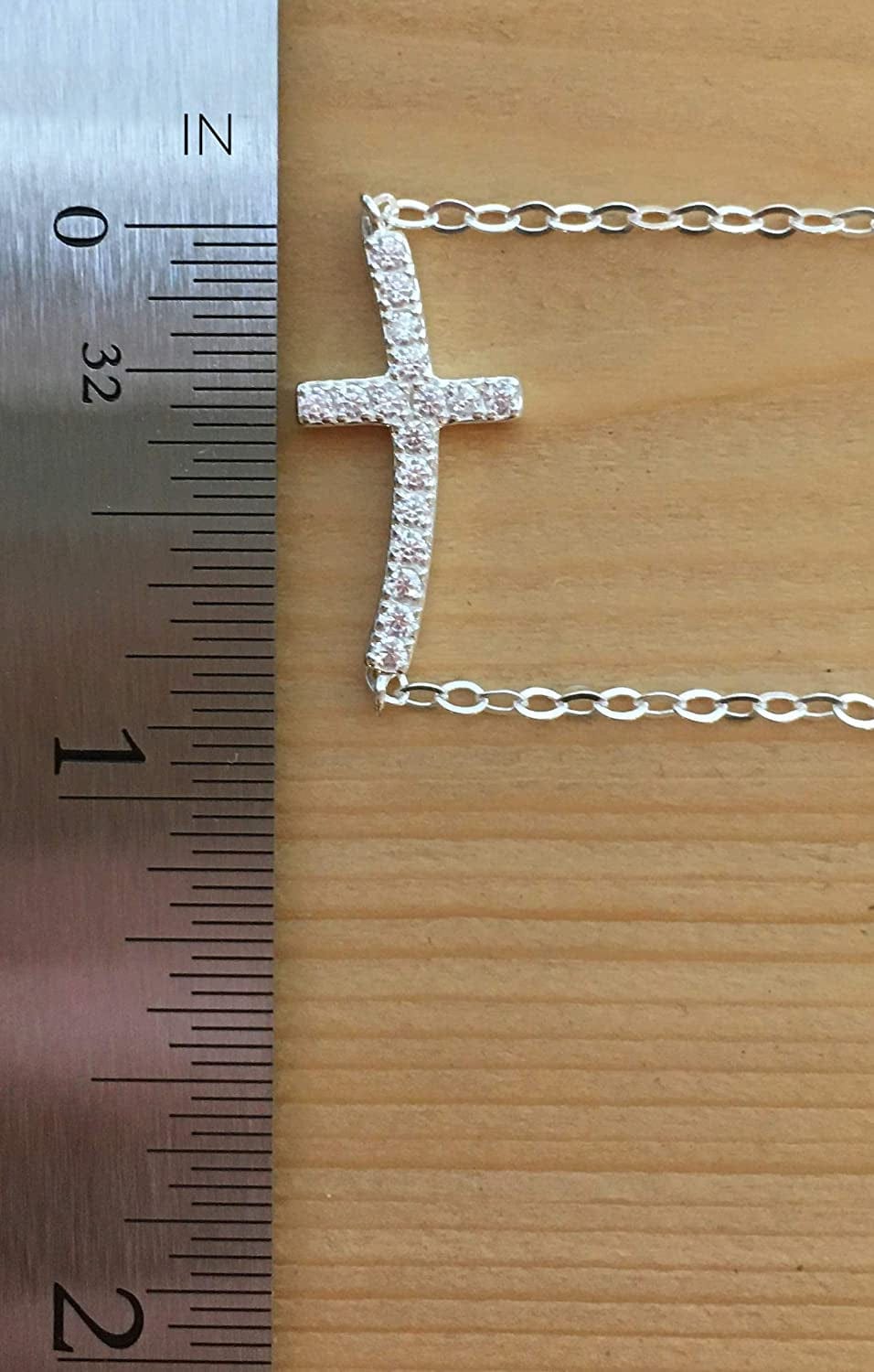 EFYTAL Small Cross Necklace for Women and Girls, Christian Gifts for Easter, First Communion, Confirmation, Baptism, Sterling Silver Sideways CZ, Tiny Pendant Jewelry, Religious Gift for Catholic Birthday