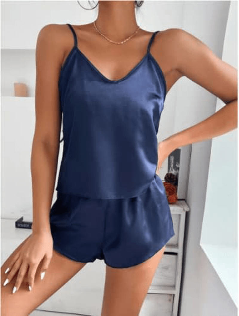 Ekouaer Sleepwear Womens Sexy Lingerie Satin Pajamas Cami Shorts Set Nightwear Apparel & Accessories > Clothing > Sleepwear & Loungewear Kylie Max